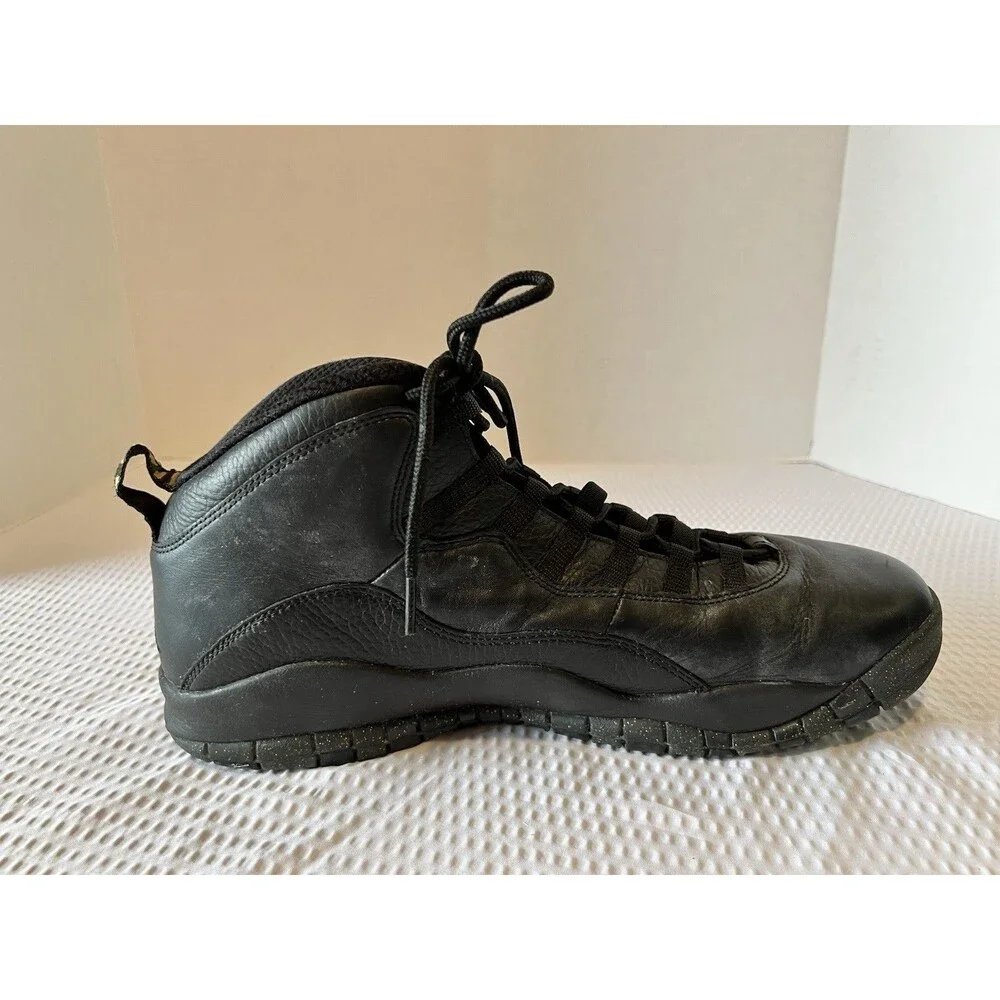 Jordan 10 Retro NYC 2016 Black Leather Shoes Sneakers 310805-012, US Sz 14 EUC!
